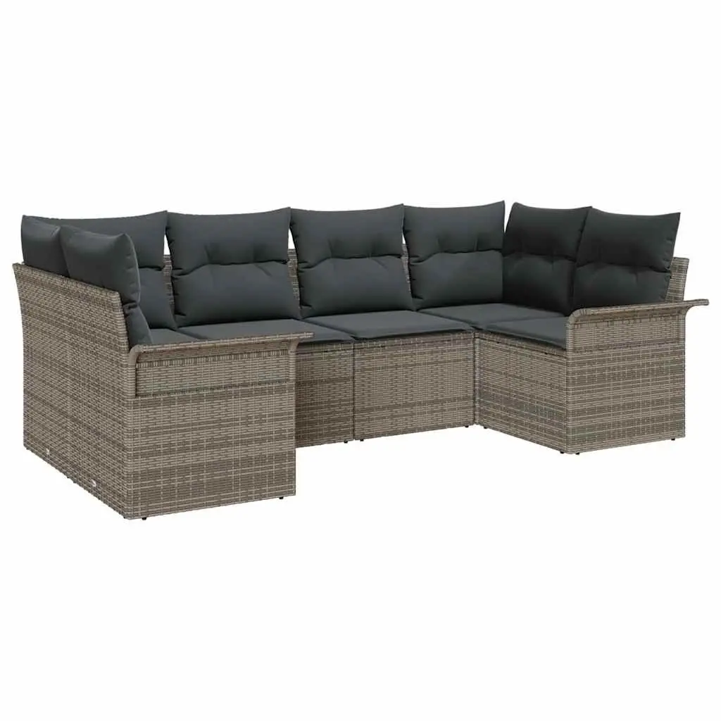 Modular Garden Sofa Set Poly Rattan 6 Piece Outdoor Furniture Grey