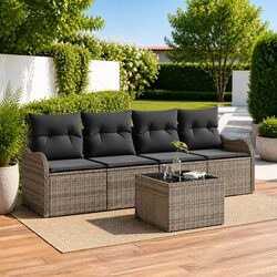 Practical Grey Modular Sofa Set for Garden Use