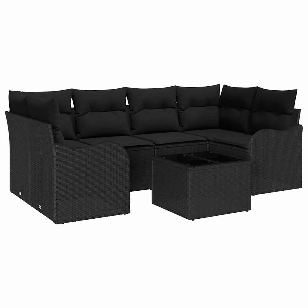 Outdoor Garden Sofa Set Modular Poly Rattan Black Patio Seating Lounge Furniture