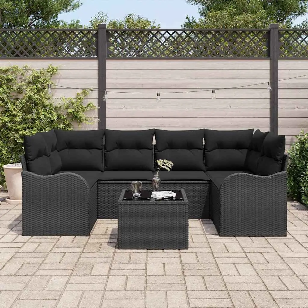 Outdoor Garden Sofa Set Modular Poly Rattan Black Patio Seating Lounge Furniture