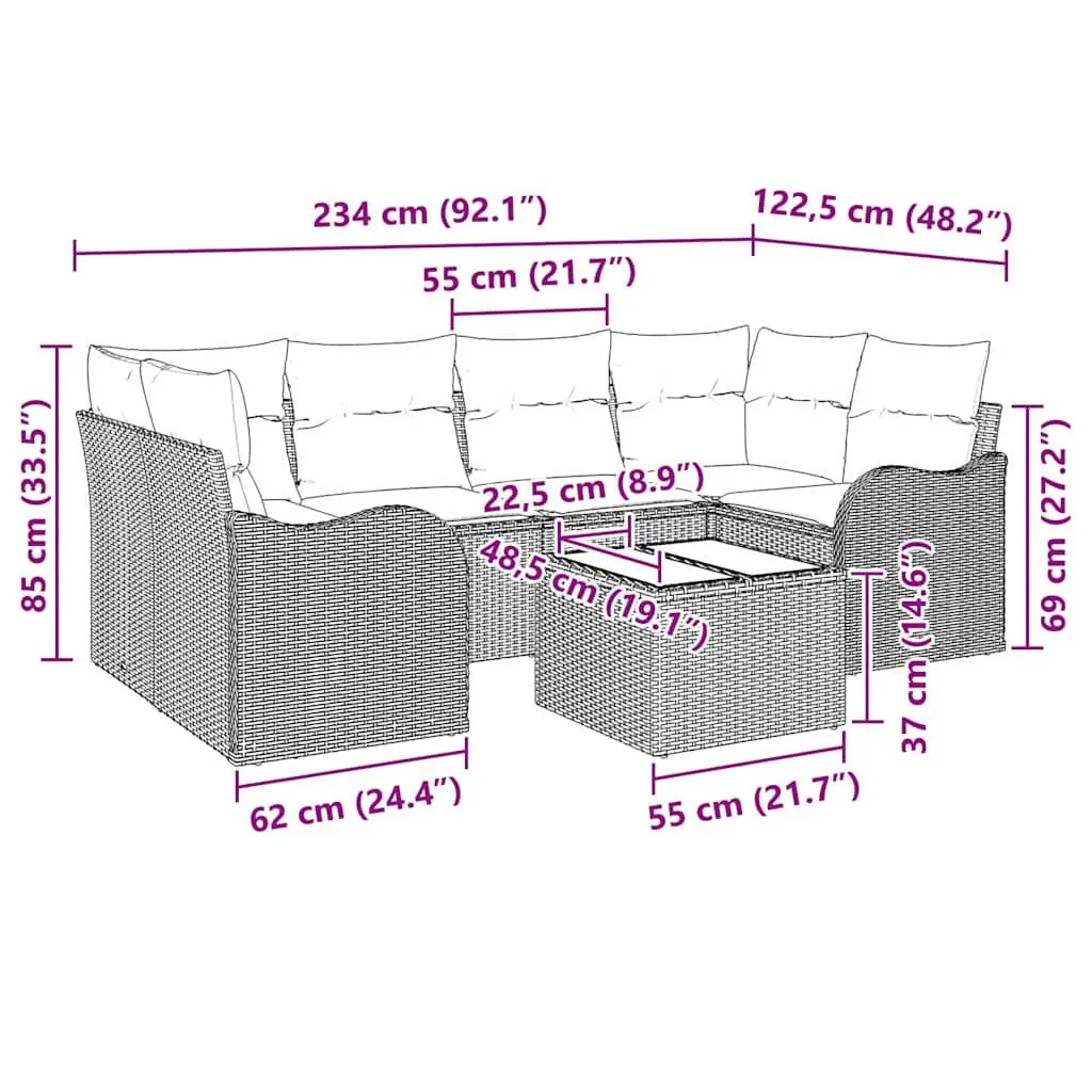 Outdoor Garden Sofa Set Modular Poly Rattan Black Patio Seating Lounge Furniture