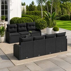 Flexible Black Poly Rattan Outdoor Sofa Set for Any Space