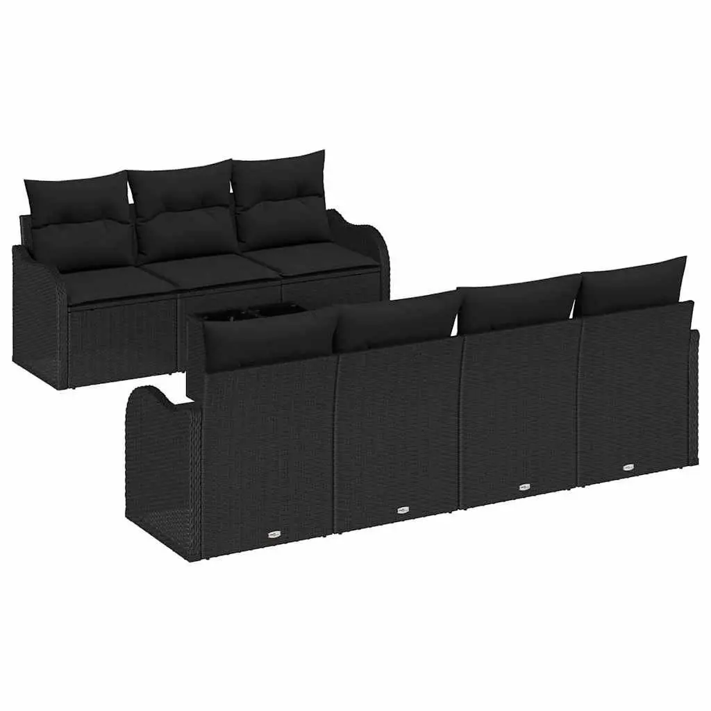 Outdoor Garden Sofa Set Black Poly Rattan Modular Seating Patio Furniture