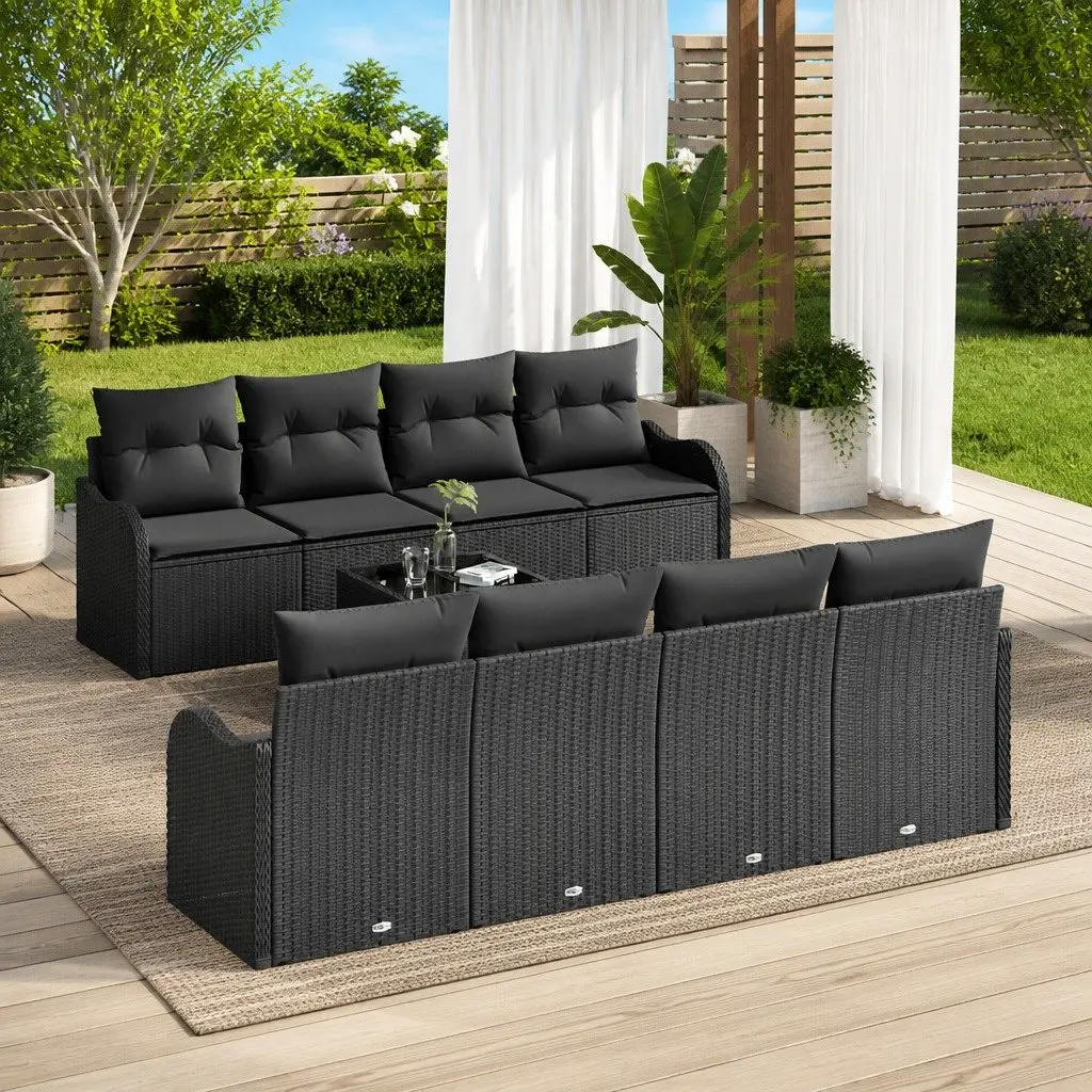 Garden Sofa Set Poly Rattan Black Modular Seating Outdoor Patio Furniture