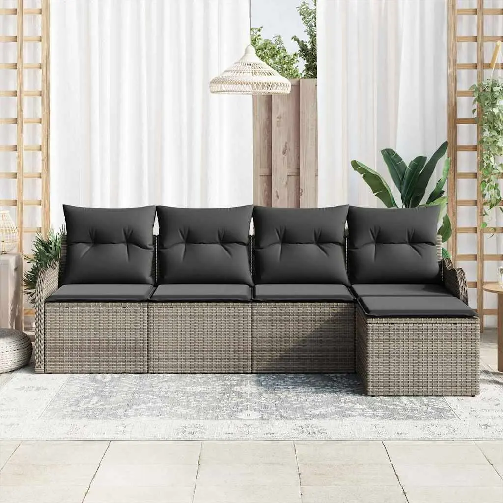 Garden Sofa Set Modular Poly Rattan Grey Outdoor Furniture