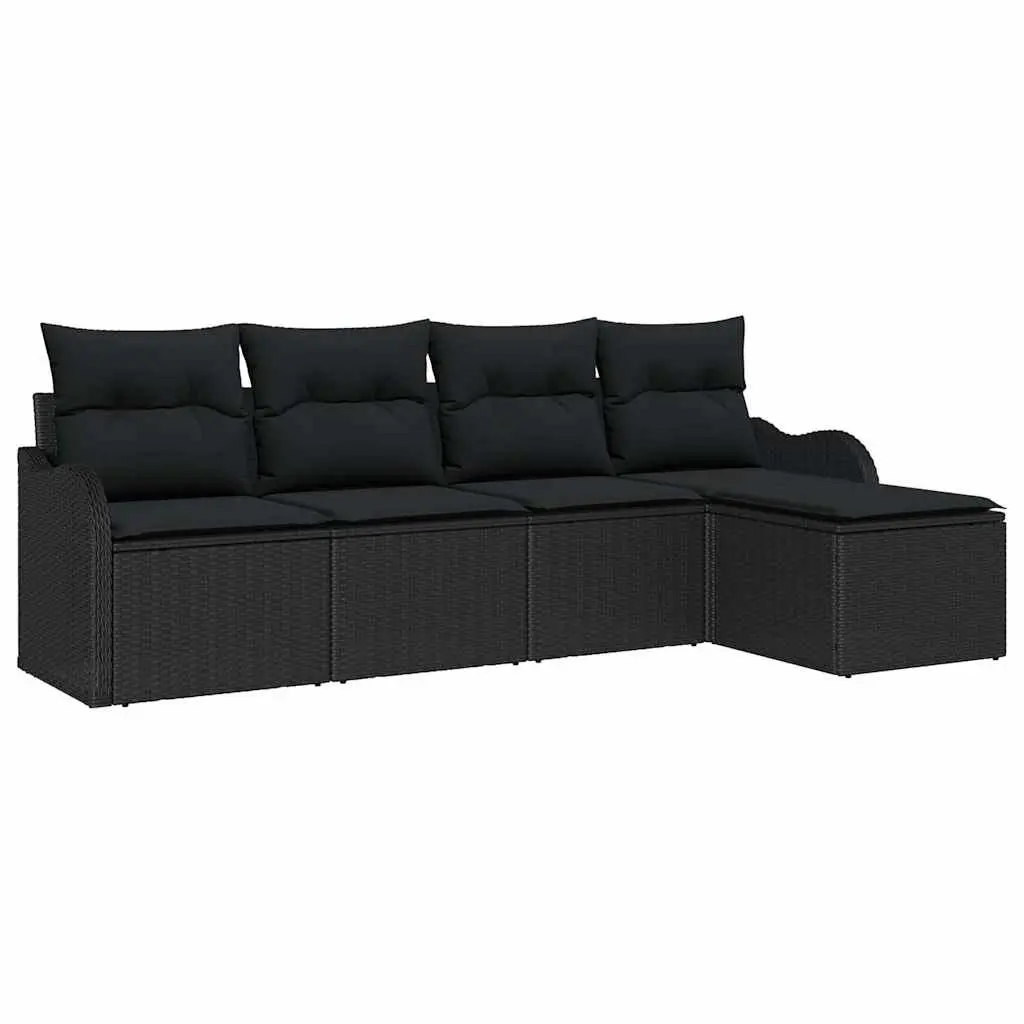 Garden Sofa Set Modular Poly Rattan Black Outdoor Furniture