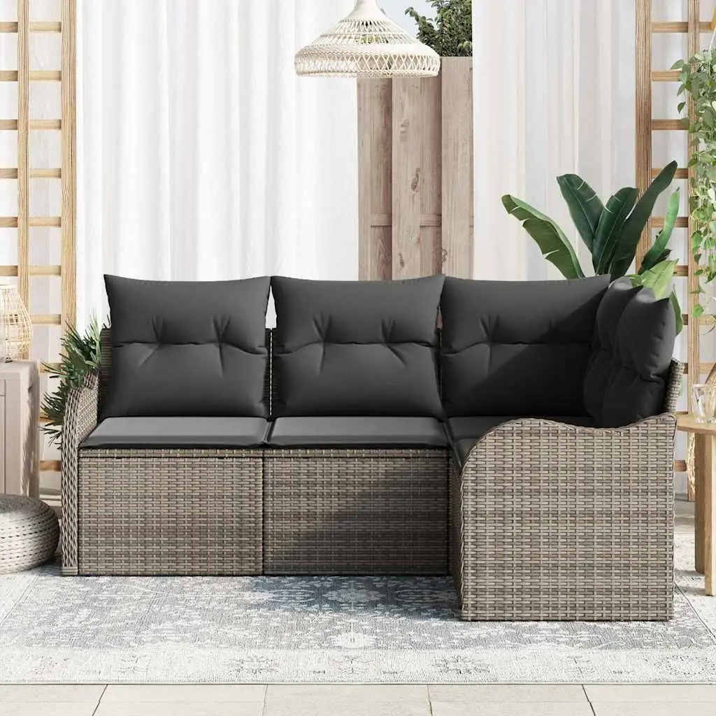 Garden Sofa Set Modular Grey 4 Piece Outdoor Furniture Patio Lounge Seating