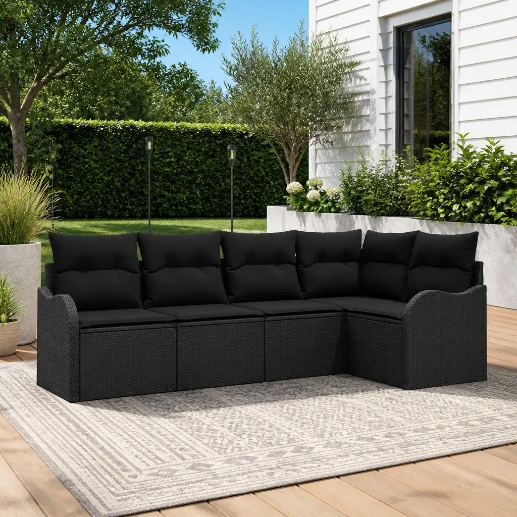 Garden Sofa Set Poly Rattan Modular Outdoor Furniture Black