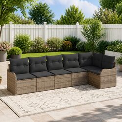 Practical Grey Poly Rattan Sofa Set for Gardens and Terraces