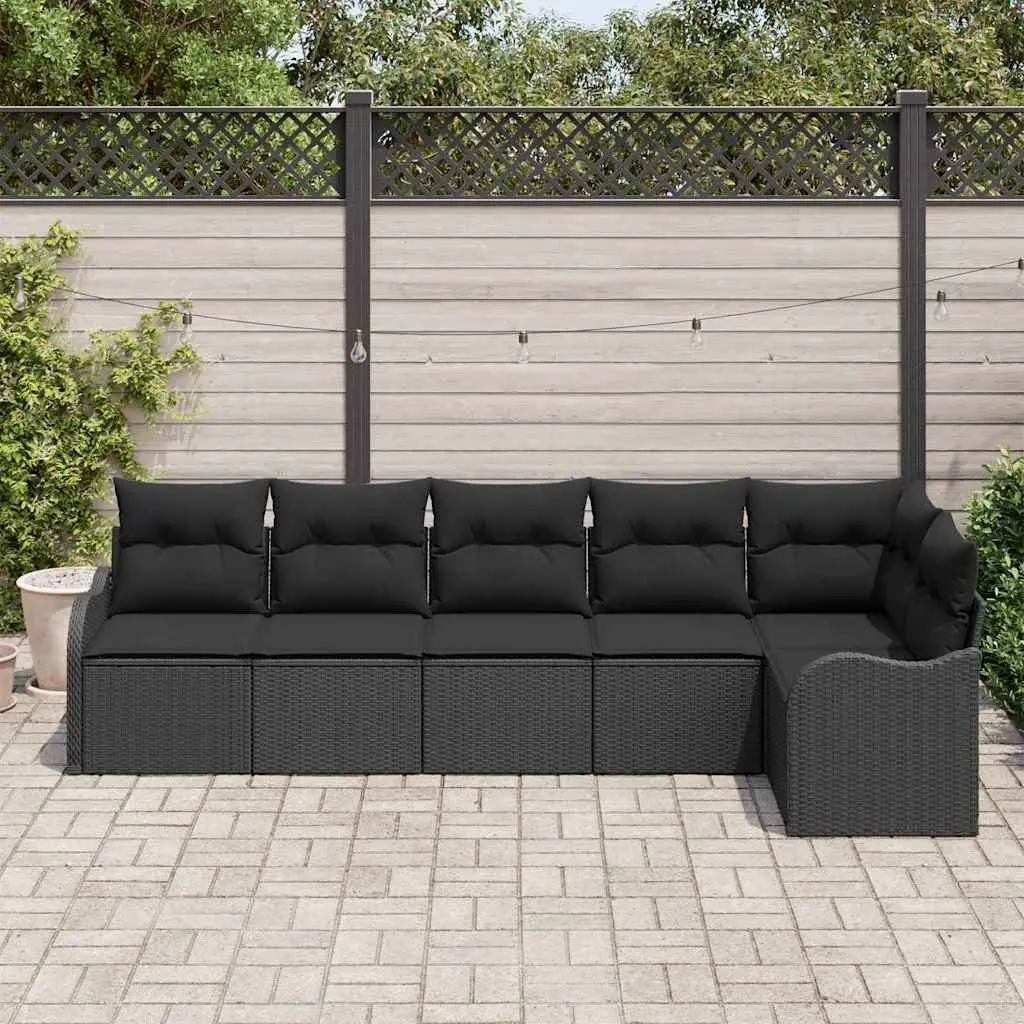 Outdoor Garden Sofa Set Black Poly Rattan Modular Furniture Patio Lounge Seating