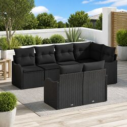 Practical Black Poly Rattan Garden Sofa Set for Any Outdoor Use