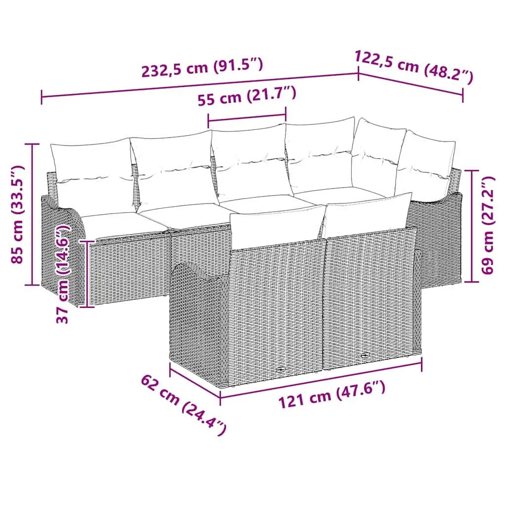Modular Poly Rattan Garden Sofa Set Outdoor Furniture Black