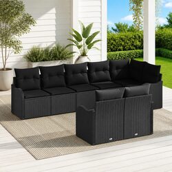 Versatile 8-Piece Garden Sofa Set in Black