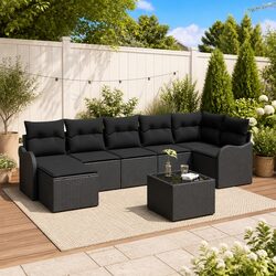 Versatile Black Poly Rattan Outdoor Sofa Set for Any Patio
