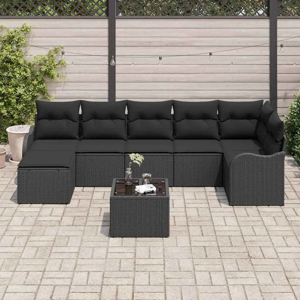 Garden Sofa Set Poly Rattan Modular Outdoor Furniture Black