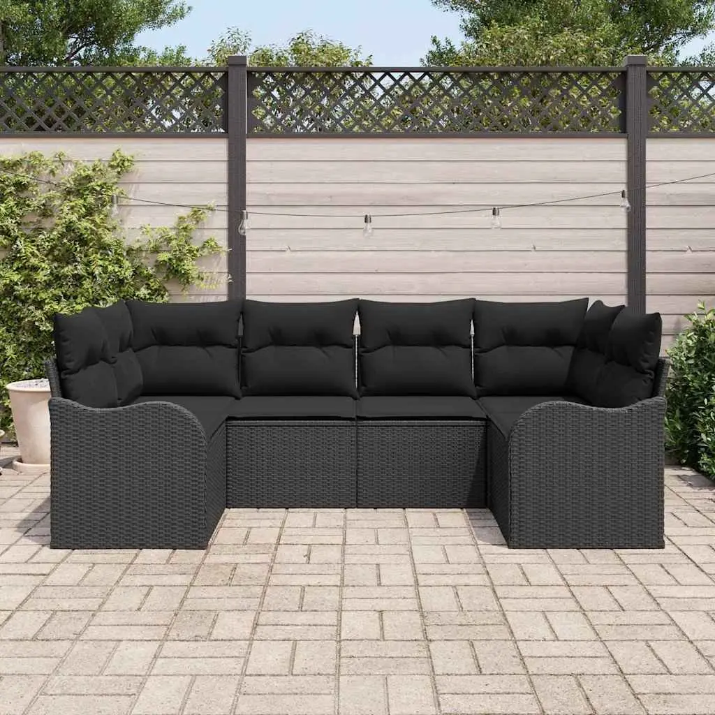 Garden Sofa Set Modular Poly Rattan 6 Piece Outdoor Patio Furniture Black