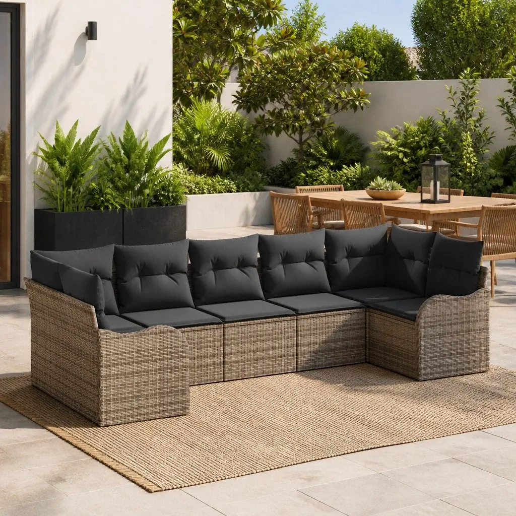 Outdoor Garden Sofa Set Grey Modular Poly Rattan Furniture Lounge Seating