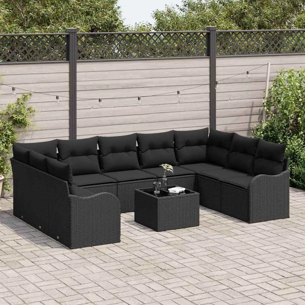 Outdoor Garden Sofa Set Poly Rattan Black Patio Lounge Seating