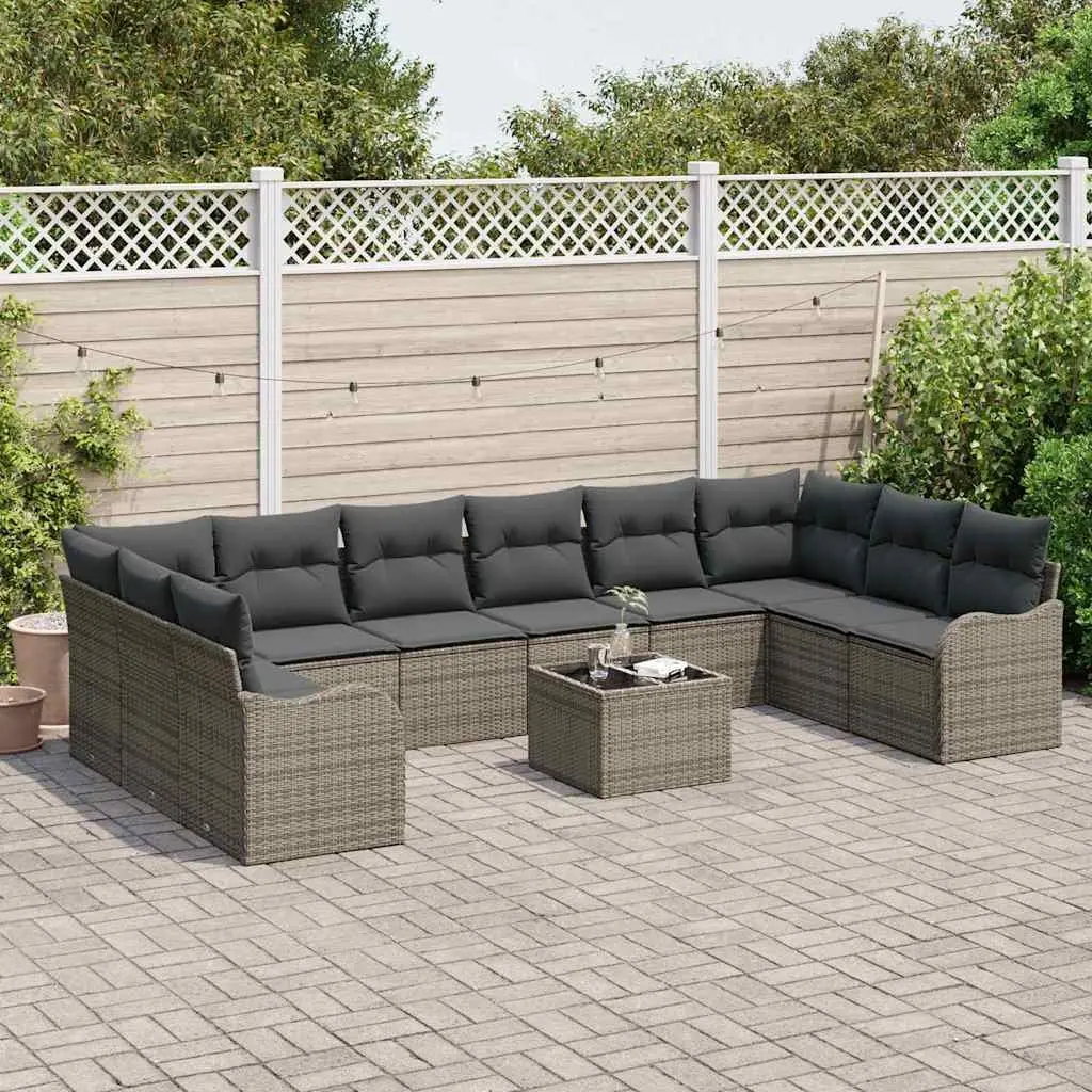 Garden Sofa Set Grey Outdoor Furniture Poly Rattan Modular Lounge Seating