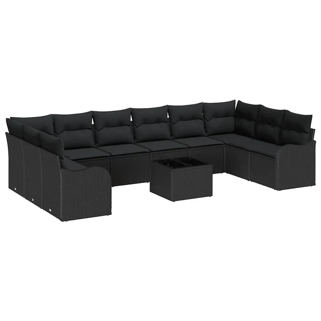 Garden Sofa Set Black Outdoor Furniture Modular Poly Rattan Patio Lounge Seating