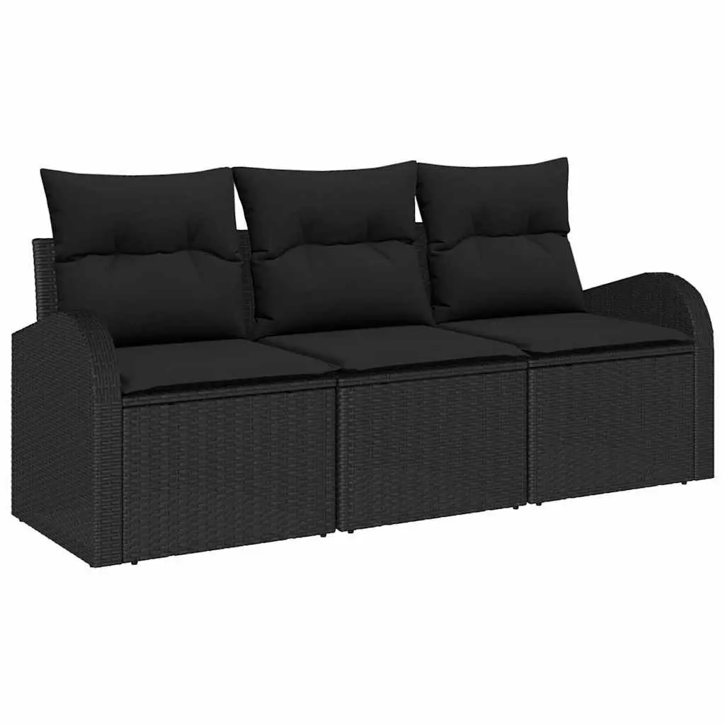 Garden Sofa Set Poly Rattan Modular Outdoor Seating 3 Piece Black