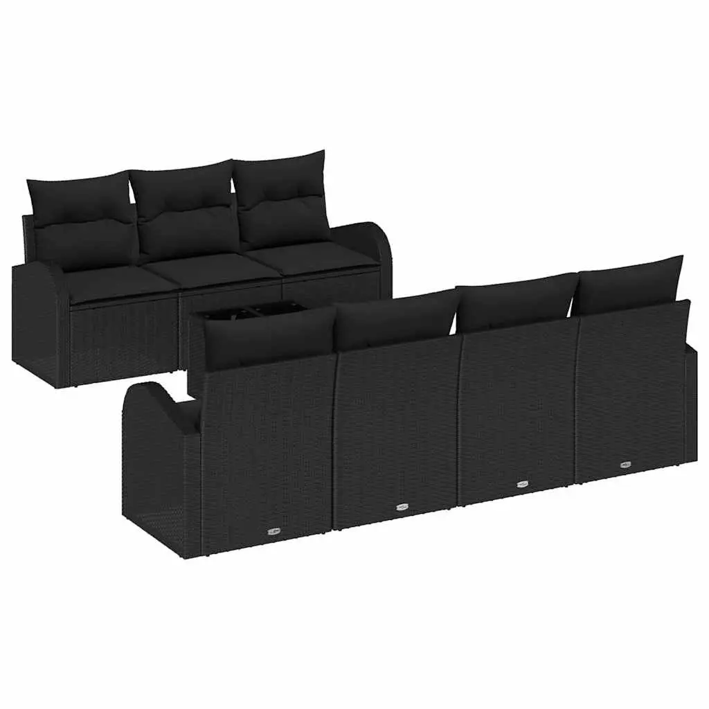 Outdoor Garden Sofa Set Black Square Modern Patio Seating Poly Rattan Furniture