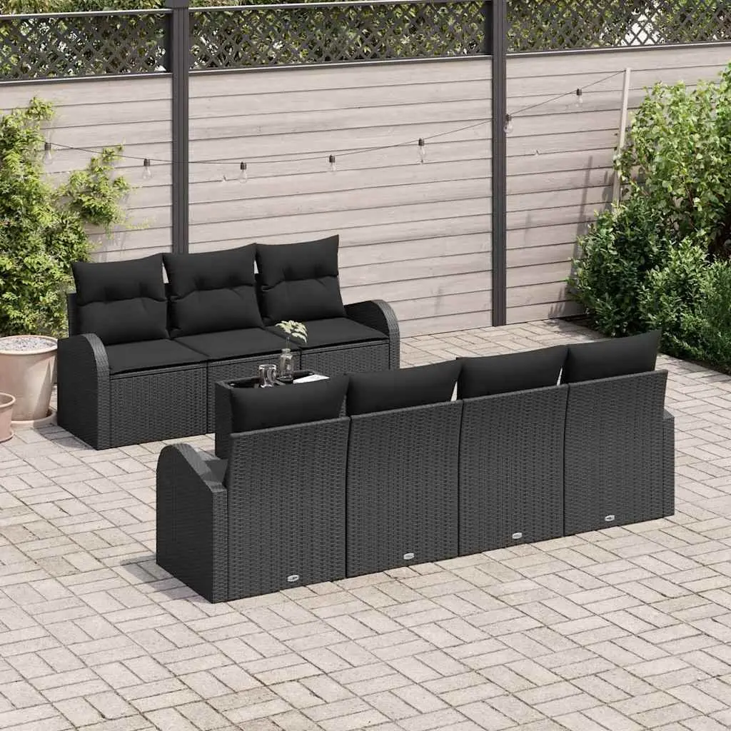 Outdoor Garden Sofa Set Black Square Modern Patio Seating Poly Rattan Furniture