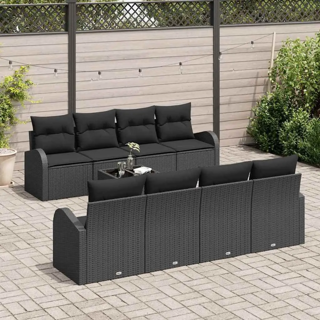 Outdoor Garden Sofa Set Black Poly Rattan Modular Patio Furniture with Coffee