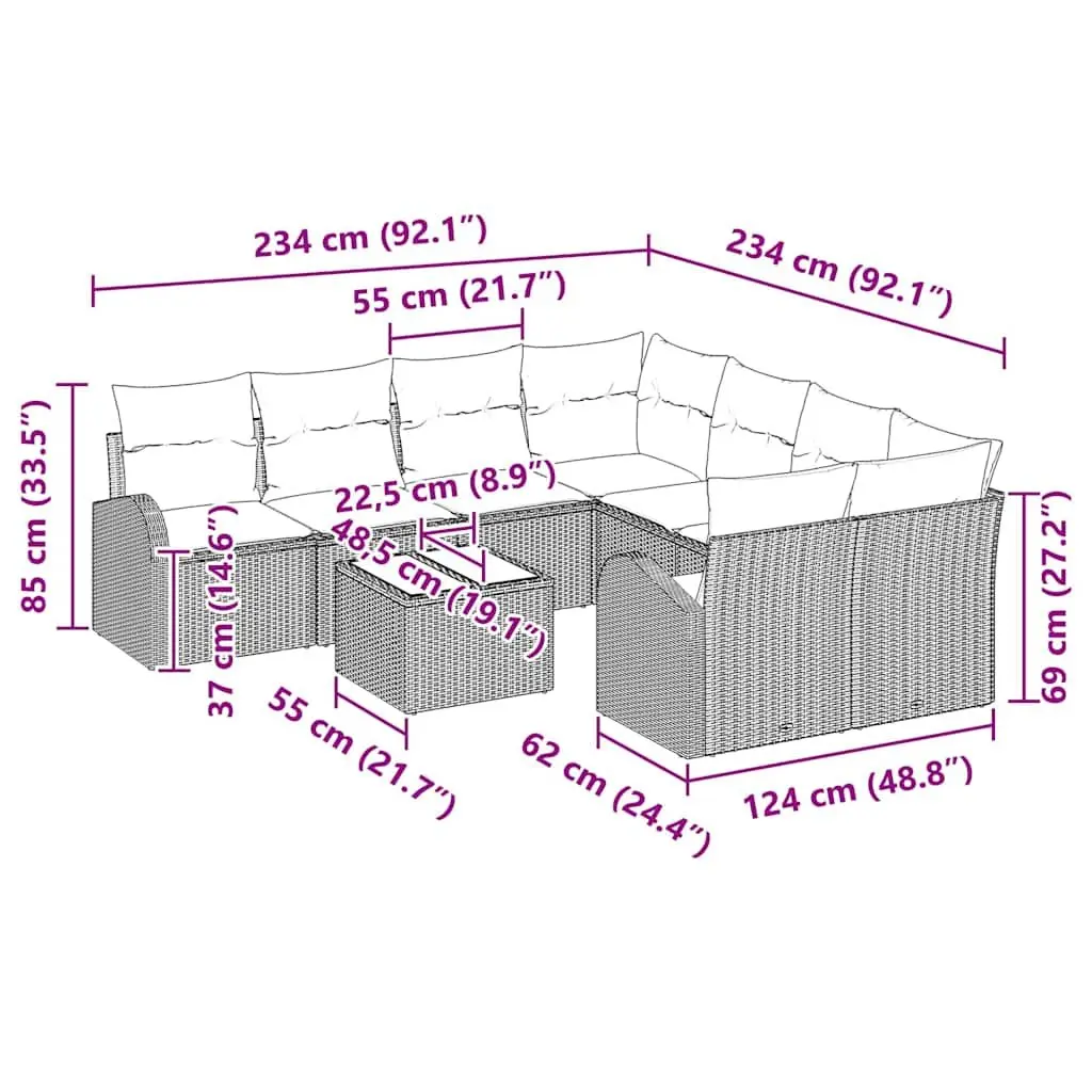 Black Modular Garden Sofa Set for Outdoor Use
