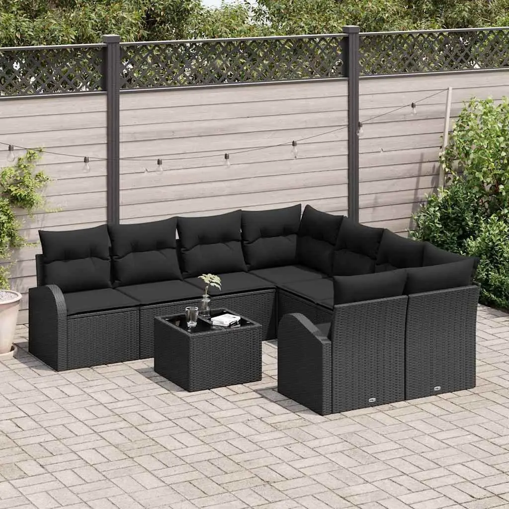 Black Modular Garden Sofa Set for Outdoor Use