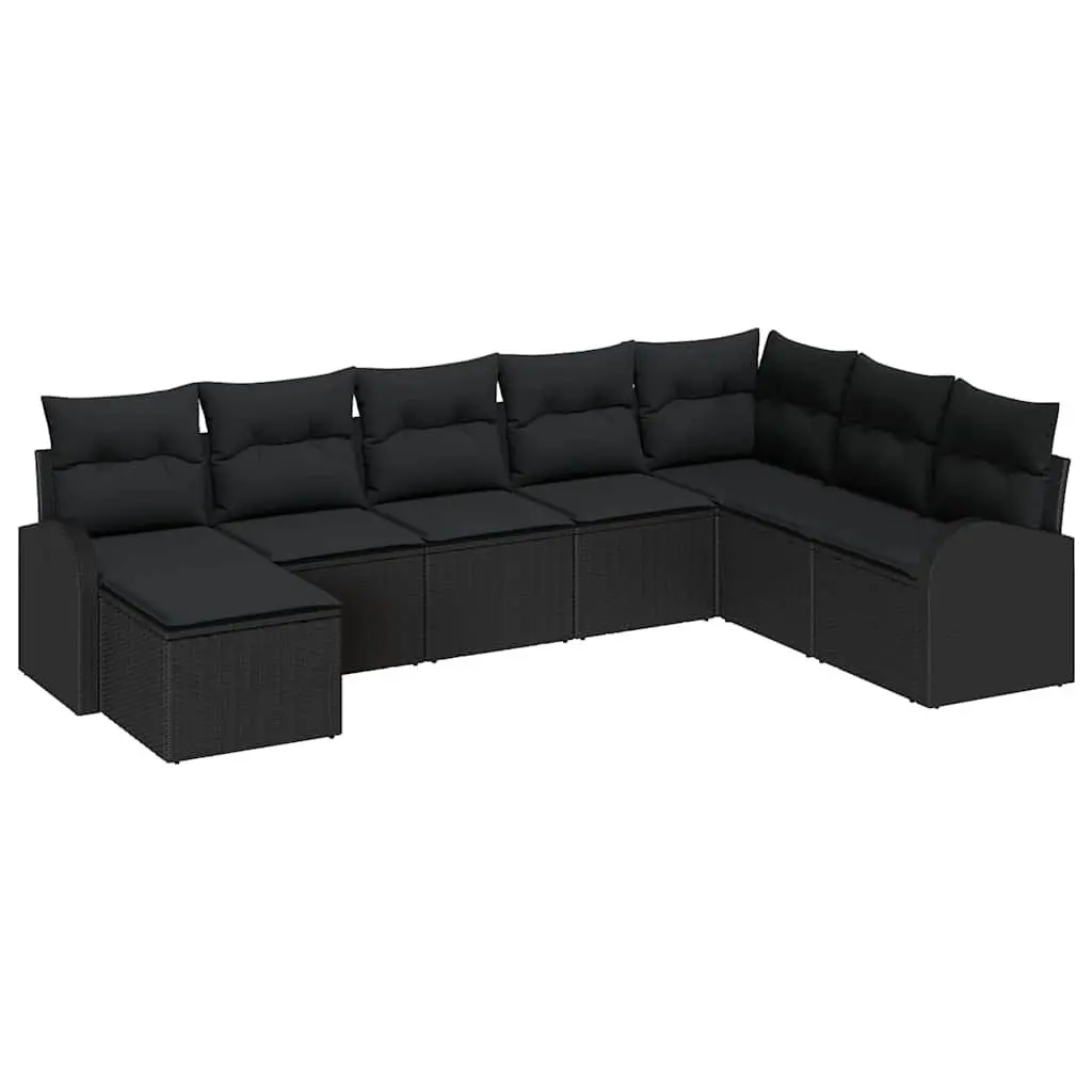 Garden Sofa Set Poly Rattan 8 Pieces Modular Outdoor Furniture Black