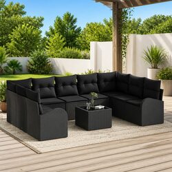 Practical Black Outdoor Sofa Set for Flexible Arrangements