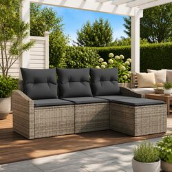 Practical 4-Piece Grey Sofa Set for Outdoor Use
