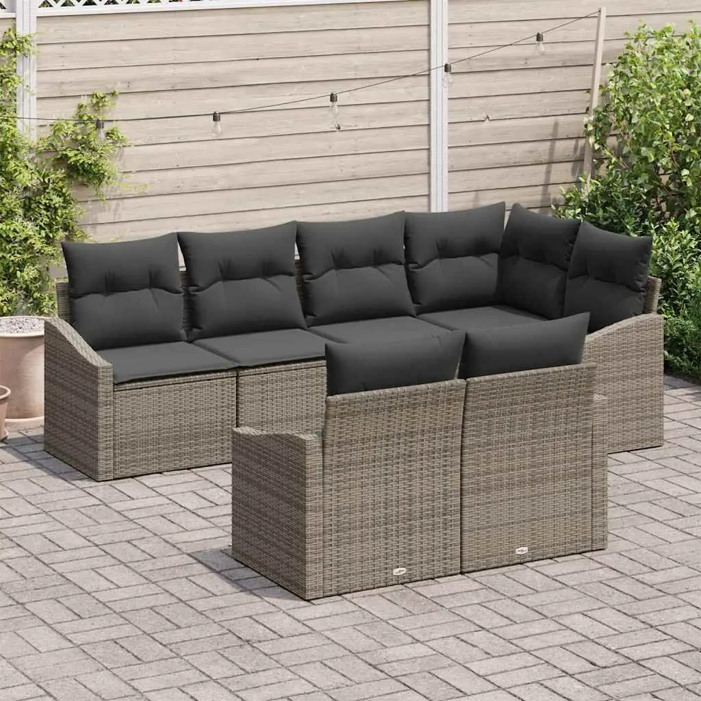 7-Piece Grey Garden Sofa Set for Outdoor Use