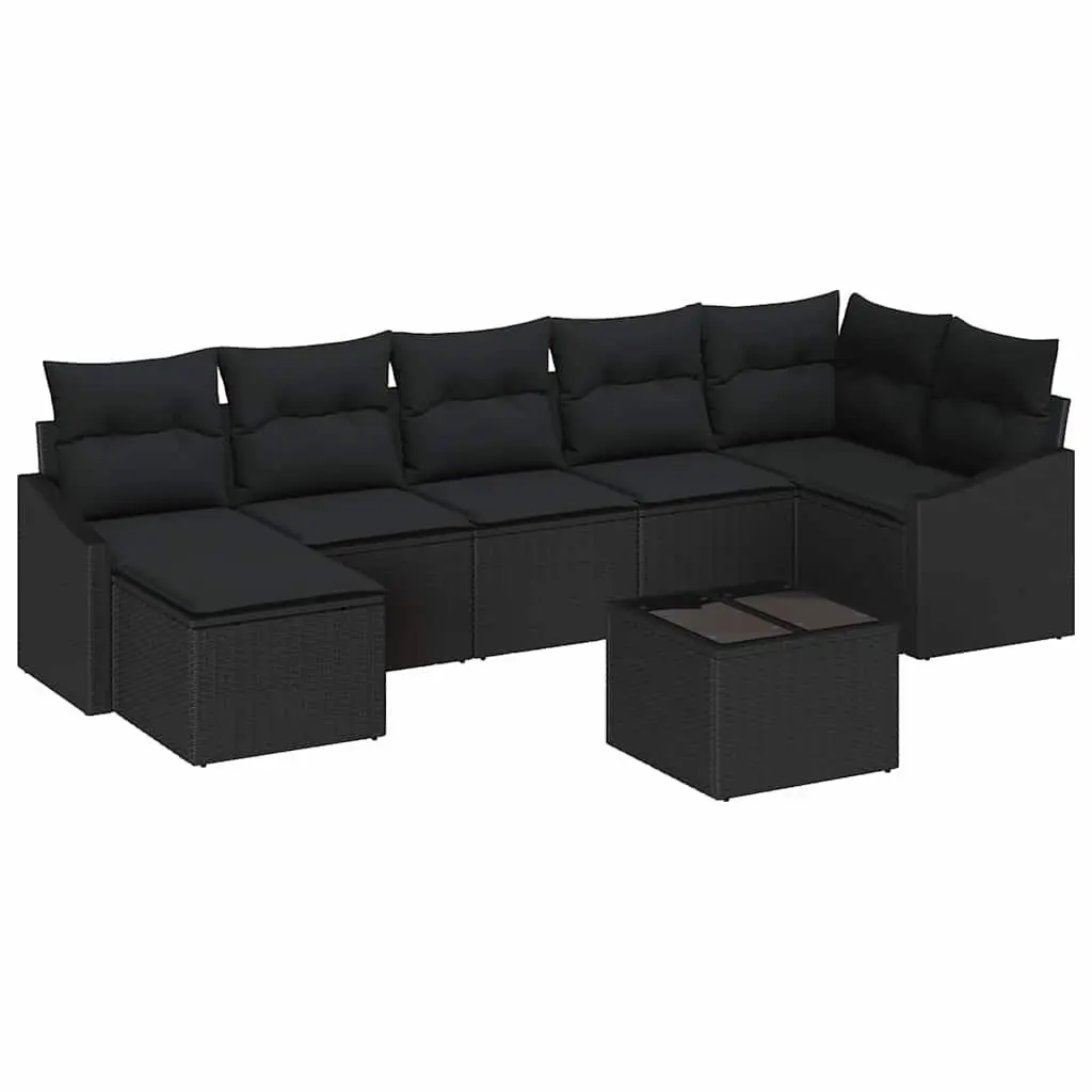 Outdoor Sofa Set Poly Rattan 8 Piece Black Garden Furniture