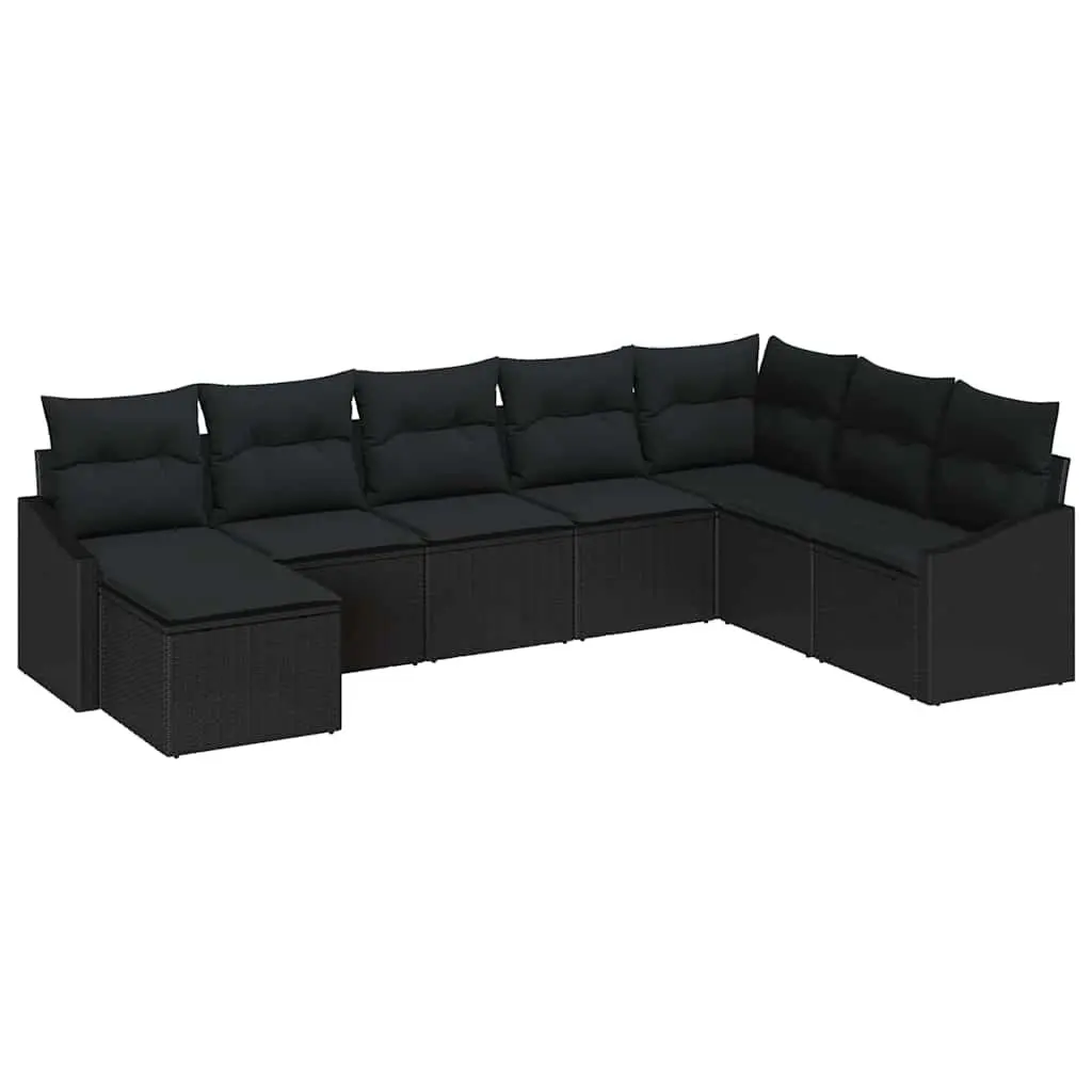 Outdoor Garden Sofa Set 8 Piece Modular Black Poly Rattan Furniture with