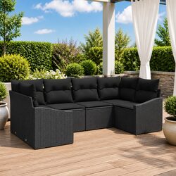 Outdoor Garden Sofa Set 6 Piece Modular Rattan Patio Furniture Lounge With