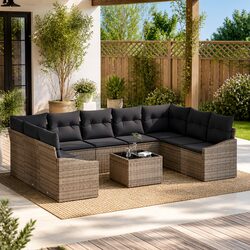10-Piece Grey Rattan Sofa Set for Outdoor Entertaining