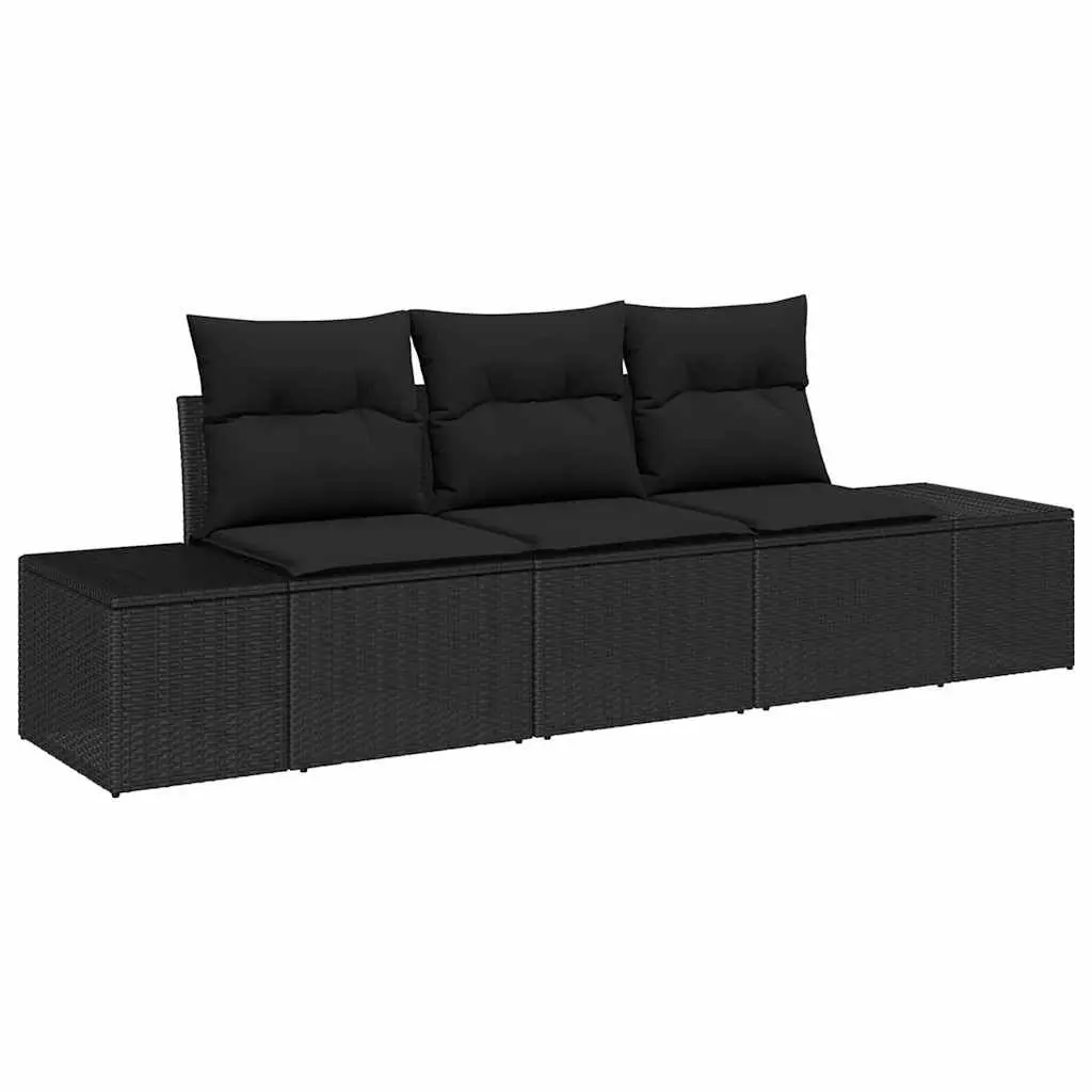 3 Piece Outdoor Garden Sofa Set Modular Poly Rattan Black Lounge Furniture