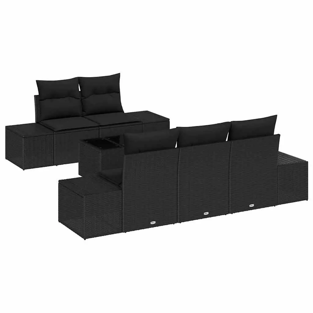 Garden Sofa Set Outdoor Furniture Poly Rattan Black with Cushions Modular