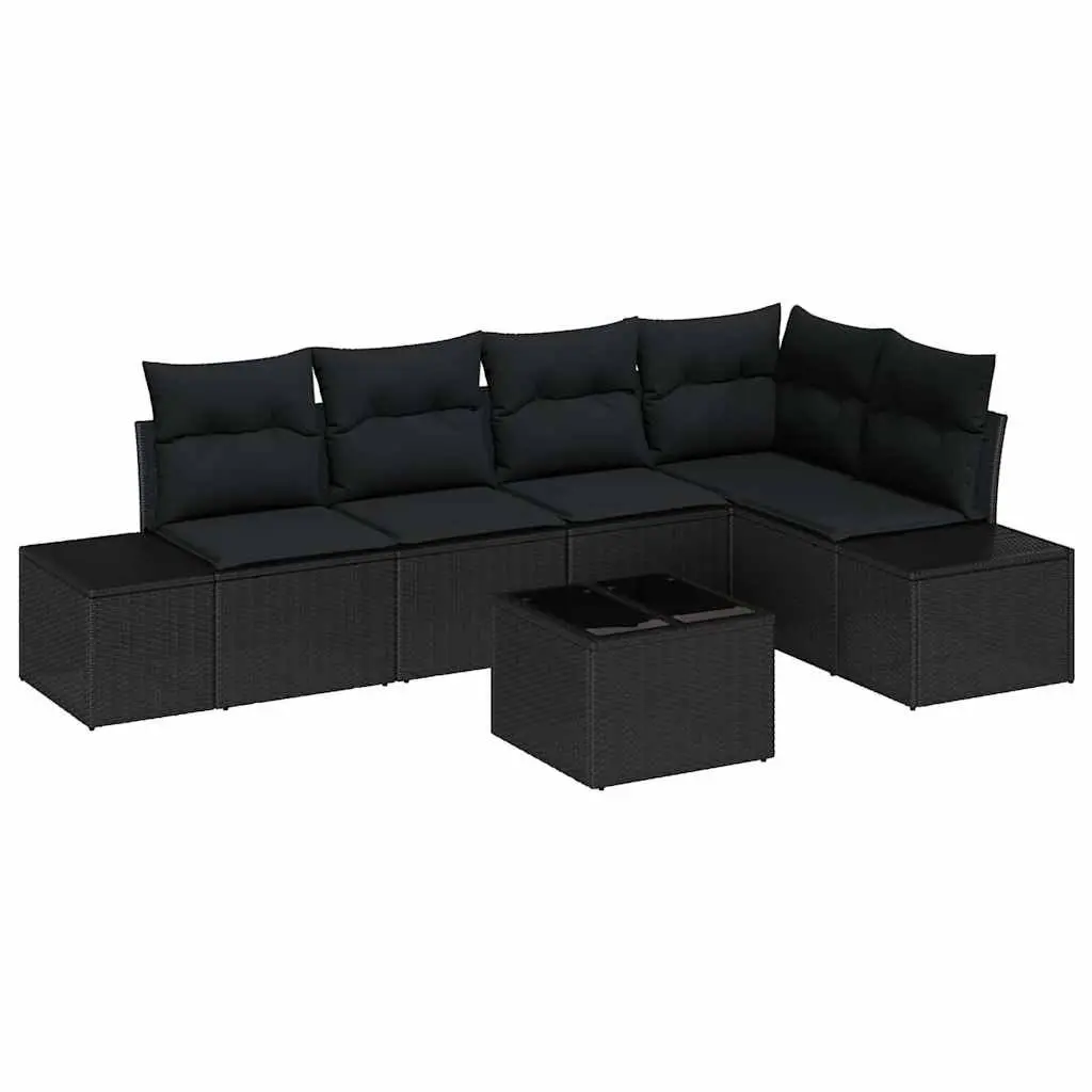 Outdoor Sofa Set Poly Rattan 6 Pieces Black Modular Seating