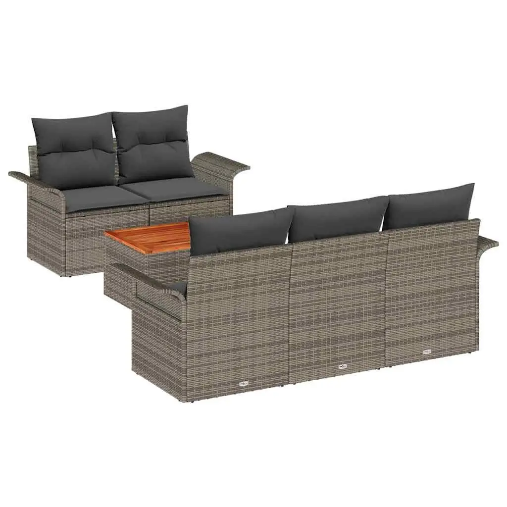Modular Garden Sofa Set Poly Rattan 6 Piece Grey Outdoor Furniture Patio Lounge