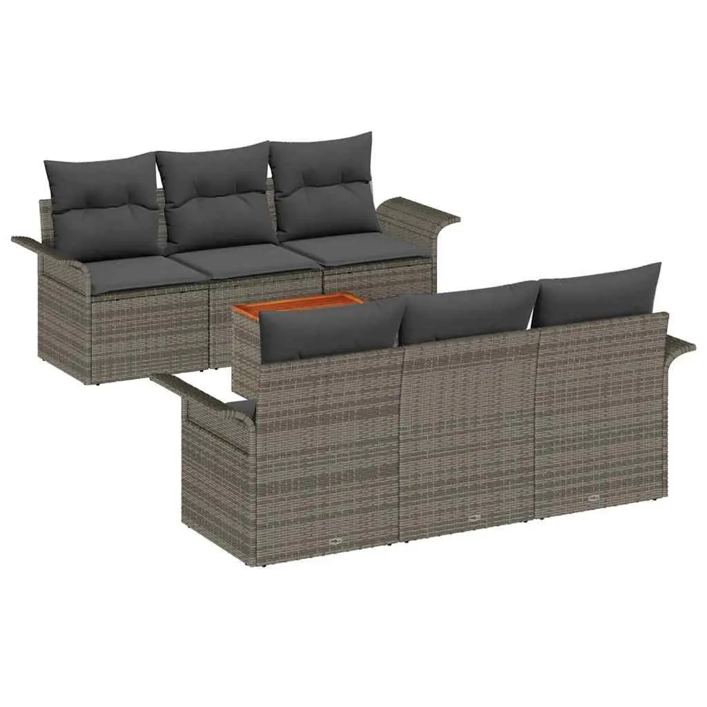 Modular Garden Sofa Set Poly Rattan 7 Piece Grey Outdoor Furniture