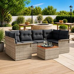 Versatile 7-Piece Modular Sofa Set for Patios and Gardens