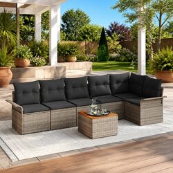 Practical 7pc Modular Sofa Set for Outdoor Living