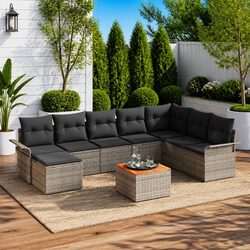 Practical 9 Piece Modular Sofa for Outdoor Settings
