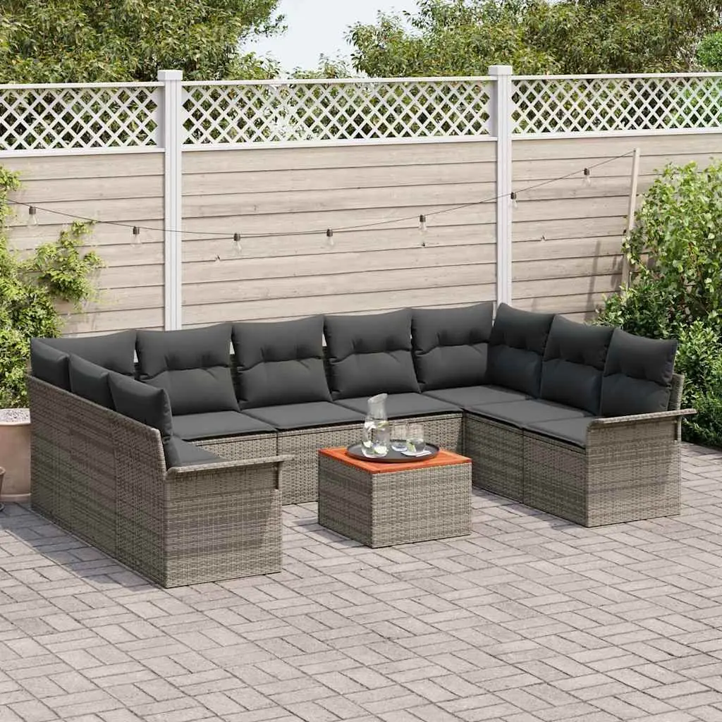 Garden Sofa Set Modular Poly Rattan 10 Pieces Grey Outdoor Furniture