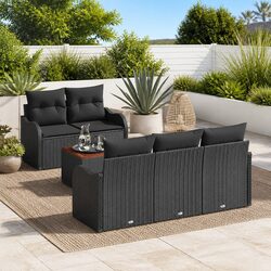 Flexible 6 Piece Modular Black Sofa Set for Outdoor Use