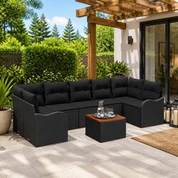 Versatile 8-Piece Black Garden Sofa Set for Entertaining