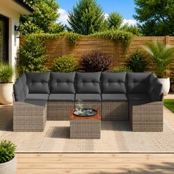 Versatile Grey 8-Piece Modular Garden Sofa Set